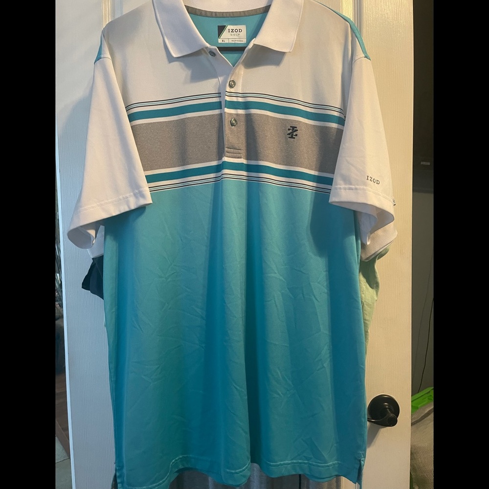 IZOD Golf XL Blue Color Block Polo Shirt